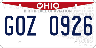 OH license plate GOZ0926