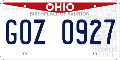 OH license plate GOZ0927