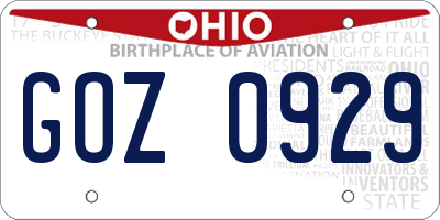 OH license plate GOZ0929