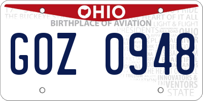 OH license plate GOZ0948