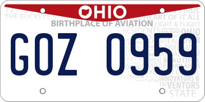 OH license plate GOZ0959
