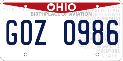 OH license plate GOZ0986