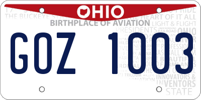 OH license plate GOZ1003