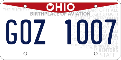 OH license plate GOZ1007