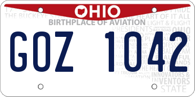 OH license plate GOZ1042