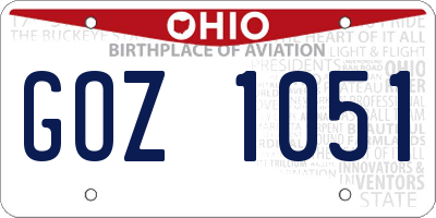 OH license plate GOZ1051