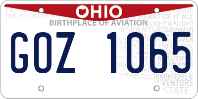 OH license plate GOZ1065