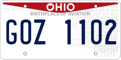 OH license plate GOZ1102