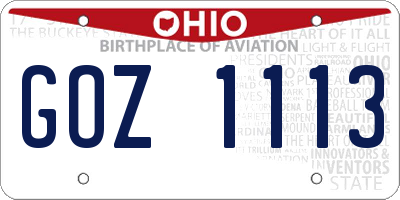 OH license plate GOZ1113