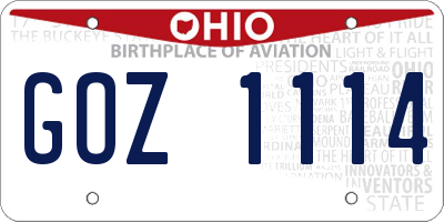 OH license plate GOZ1114