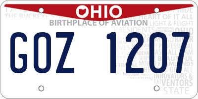OH license plate GOZ1207