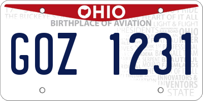 OH license plate GOZ1231