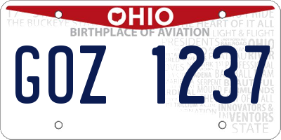 OH license plate GOZ1237