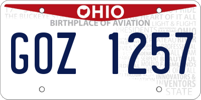 OH license plate GOZ1257