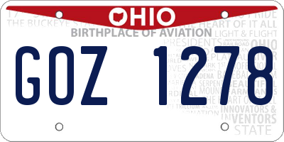 OH license plate GOZ1278