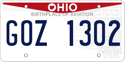 OH license plate GOZ1302