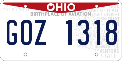 OH license plate GOZ1318