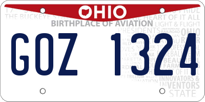 OH license plate GOZ1324