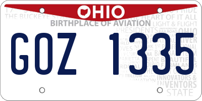 OH license plate GOZ1335