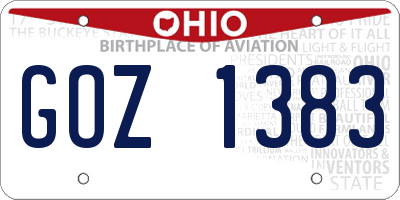 OH license plate GOZ1383