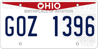 OH license plate GOZ1396
