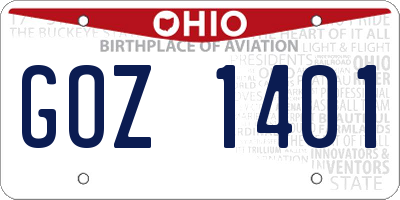 OH license plate GOZ1401