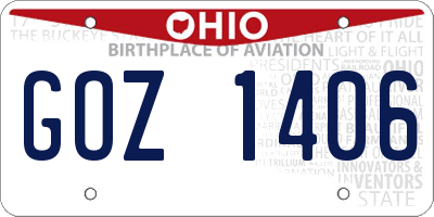 OH license plate GOZ1406