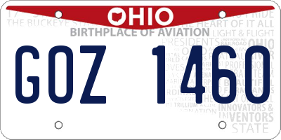 OH license plate GOZ1460