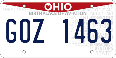 OH license plate GOZ1463