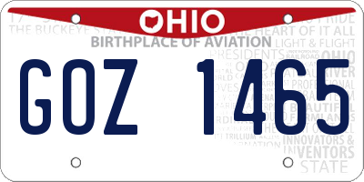 OH license plate GOZ1465