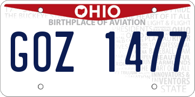 OH license plate GOZ1477
