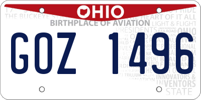 OH license plate GOZ1496