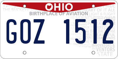 OH license plate GOZ1512