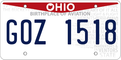 OH license plate GOZ1518