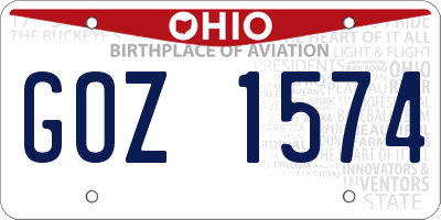 OH license plate GOZ1574