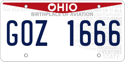 OH license plate GOZ1666