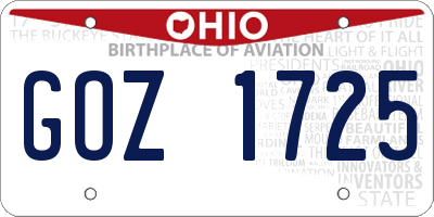 OH license plate GOZ1725
