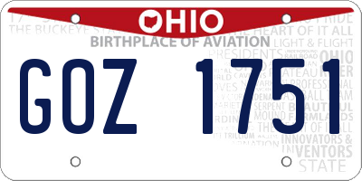 OH license plate GOZ1751