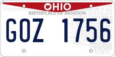 OH license plate GOZ1756