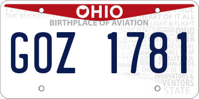OH license plate GOZ1781