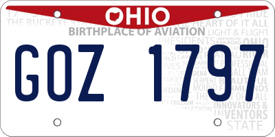 OH license plate GOZ1797