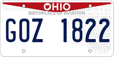 OH license plate GOZ1822