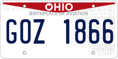 OH license plate GOZ1866