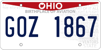 OH license plate GOZ1867