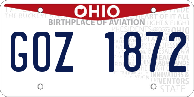 OH license plate GOZ1872