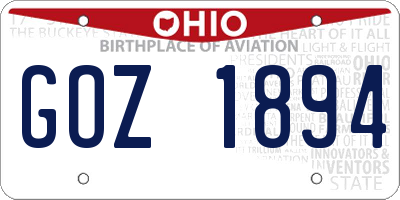 OH license plate GOZ1894