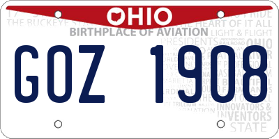 OH license plate GOZ1908