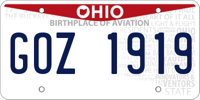 OH license plate GOZ1919