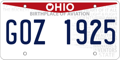 OH license plate GOZ1925