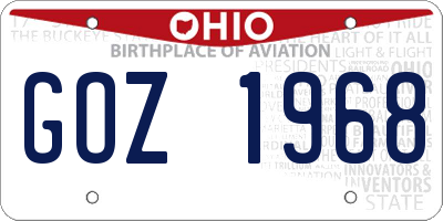 OH license plate GOZ1968